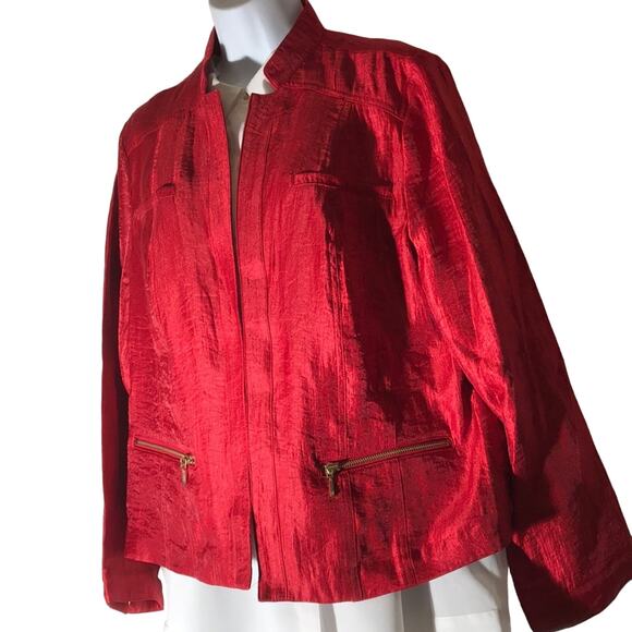 Chico's Red Open Jacket.  2 - Picture 1 of 7